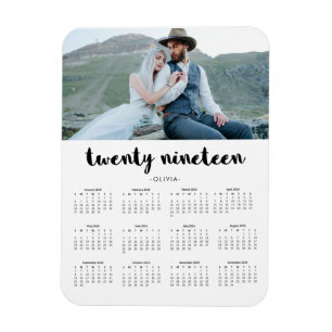 Einfacher Trendy Typografie-Foto-Kalender 2019 Magnet