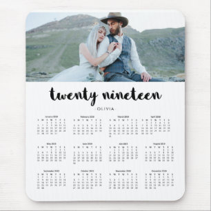 Einfacher Trendy Typografie-Foto-Kalender 2019 Mousepad