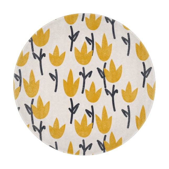 Einfacher Tulpen-Blumen-Stoffdruck Schneidebrett (Vorderseite)