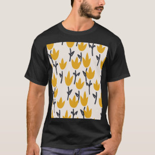 Einfacher Tulpen-Blumen-Stoffdruck T-Shirt