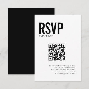 Einfacher typografischer Hochzeitswebsite-QR-Code- RSVP Karte