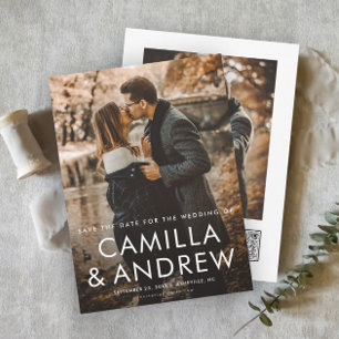 Einfacher typografischer QR-Code 2 Foto-Hochzeit  Save The Date