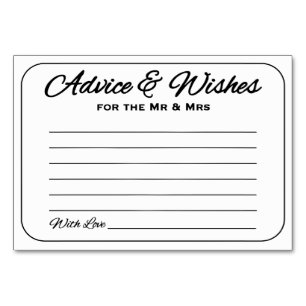 Einfacher u. glatter Rat und Wünsche Tischnummer