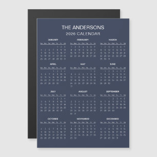 Einfacher und dennoch eleganter 2026-Kalender Ma Magnetkarte