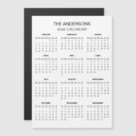 Einfacher und dennoch eleganter 2026-Kalender | Ma Magnetkarte