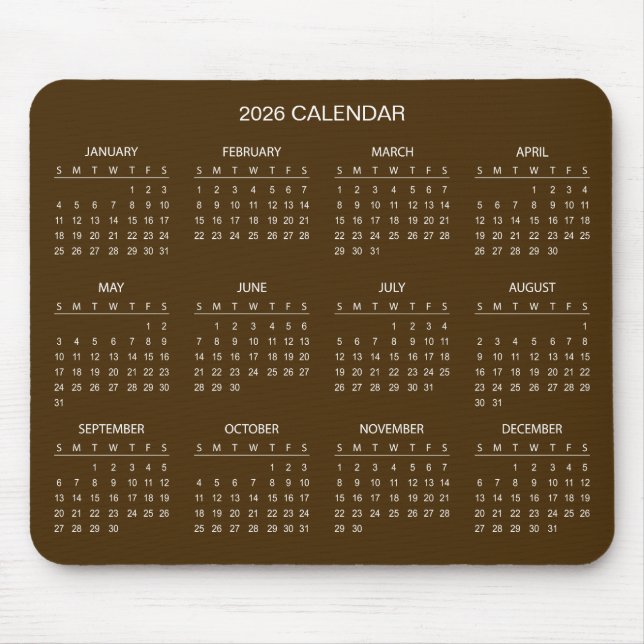 Einfacher und dennoch eleganter 2026-Kalender | Ma Mousepad (Vorne)