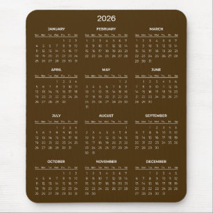 Einfacher und dennoch eleganter 2026-Kalender Ma Mousepad