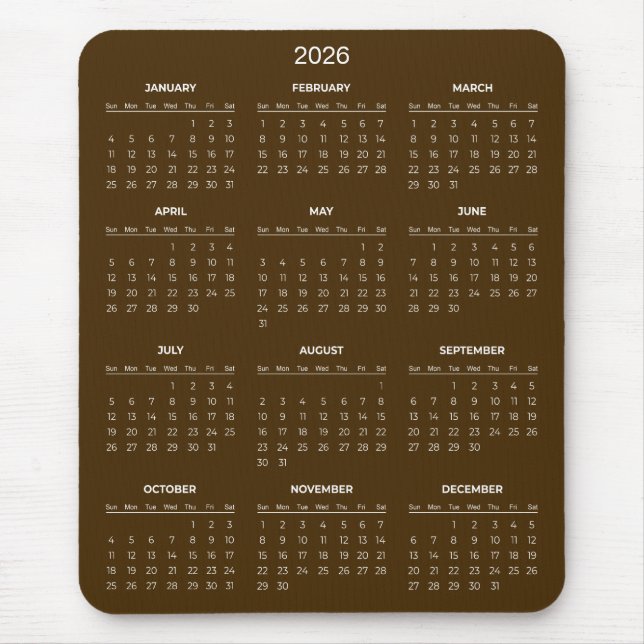 Einfacher und dennoch eleganter 2026-Kalender | Ma Mousepad (Vorne)