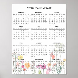 Einfacher und dennoch eleganter Blumenkalender 202 Poster