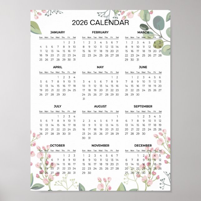Einfacher und dennoch eleganter Blumenkalender 202 Poster (Vorne)