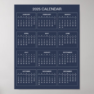 Einfacher und dennoch eleganter Kalender 2025 Po Poster