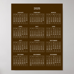 Einfacher und dennoch eleganter Kalender 2025    Poster