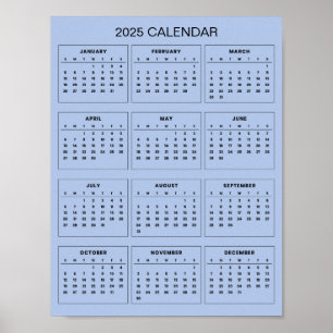 Einfacher und dennoch eleganter Kalender 2025    Poster