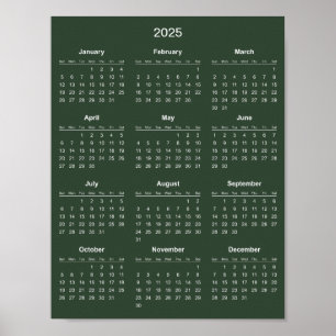 Einfacher und dennoch eleganter Kalender 2025    Poster