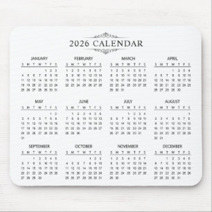Einfacher und dennoch eleganter Kalender 2026 Ma Mousepad