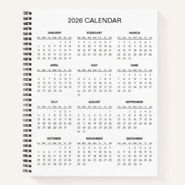 Einfacher und dennoch eleganter Kalender 2026 |  Notizbuch