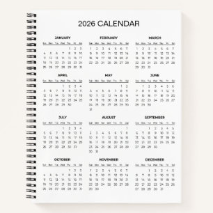 Einfacher und dennoch eleganter Kalender 2026 Notizbuch