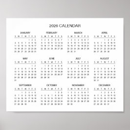 Einfacher und dennoch eleganter Kalender 2026 |  Poster
