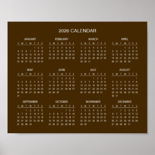 Einfacher und dennoch eleganter Kalender 2026 Poster