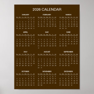 Einfacher und doch eleganter Kalender 2026    Poster