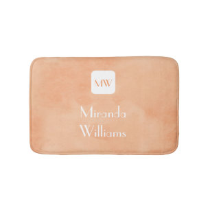 Einfacher und schicker Pfirsich-orange Monogramm Badematte