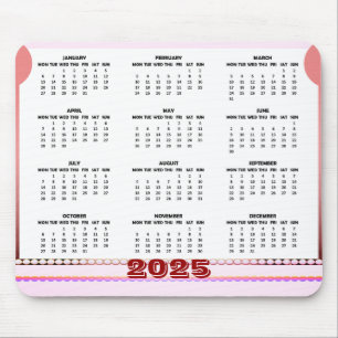 Einfacher und süßer Kalender 2025-Mauspad Mousepad