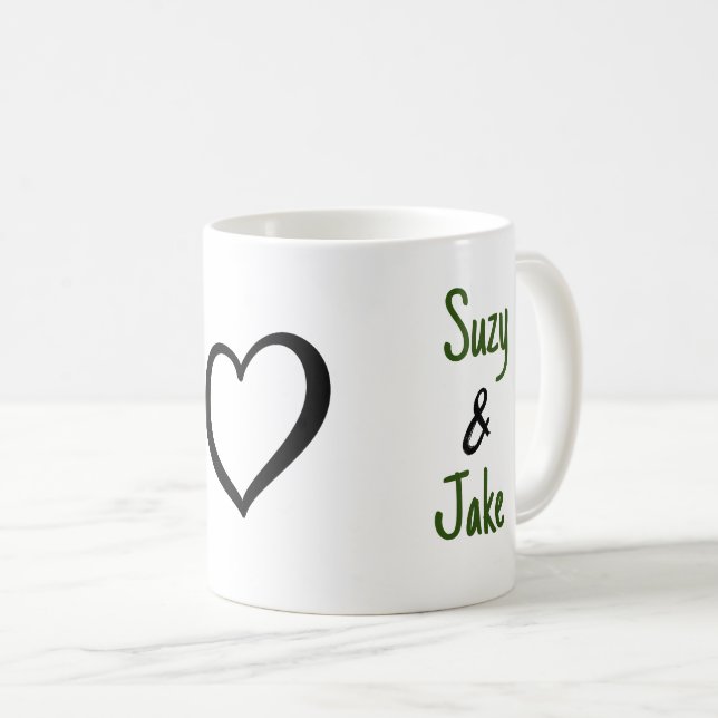 Einfacher Valentinsname Herz Kaffeetasse (VorderseiteRechts)