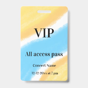 einfacher VIP-Allzugangs-Pass Konzertname Anlass Ausweis