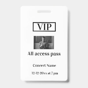 einfacher VIP-Allzugangs-Pass Konzertname Anlass Ausweis