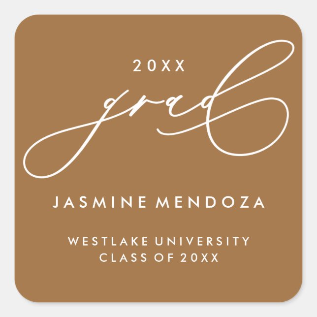 EINFACHER WÄHRUNGSKALLIGRAFISCHER ABSCHLUSS-STICKE QUADRATISCHER AUFKLEBER (Vorderseite)