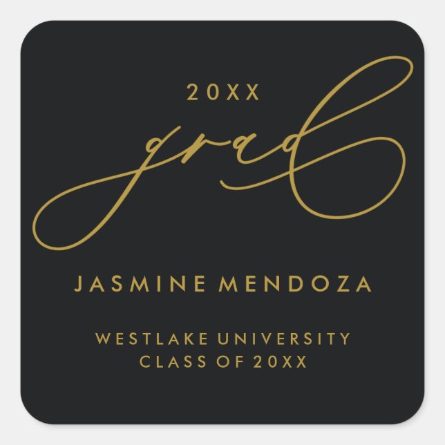 EINFACHER WÄHRUNGSKALLIGRAFISCHER ABSCHLUSS-STICKE QUADRATISCHER AUFKLEBER (Vorderseite)