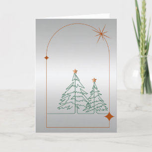 Einfacher Weihnachtsbaum auf Weiß Feiertagskarte