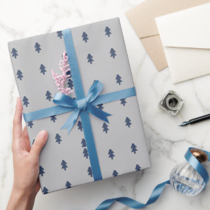 Einfacher Weihnachtsbaum Blau Grau Geschenkpapier