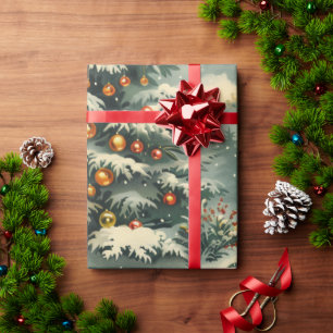 Einfacher Weihnachtsbaum mit Schneehaube Geschenkpapier