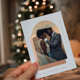 Einfacher Weihnachtsbogen | Modernes Zwei-Foto Folien Feiertagskarte