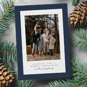 Einfacher Weihnachtsfoto-Rahmen aus navyblauem Twe Feiertagskarte