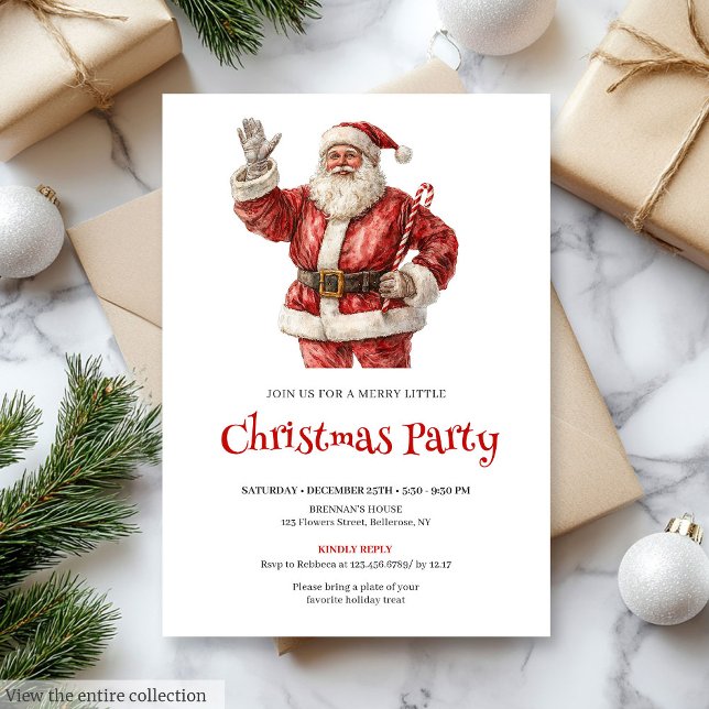 Einfacher Weihnachtsmann Editierbares Weihnachtsbü Einladung (Simple Santa Claus Editable Christmas Office Invitation

)