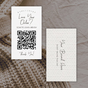 Einfacher Weißer Garn Strick QR Code Bewertung hin Visitenkarte