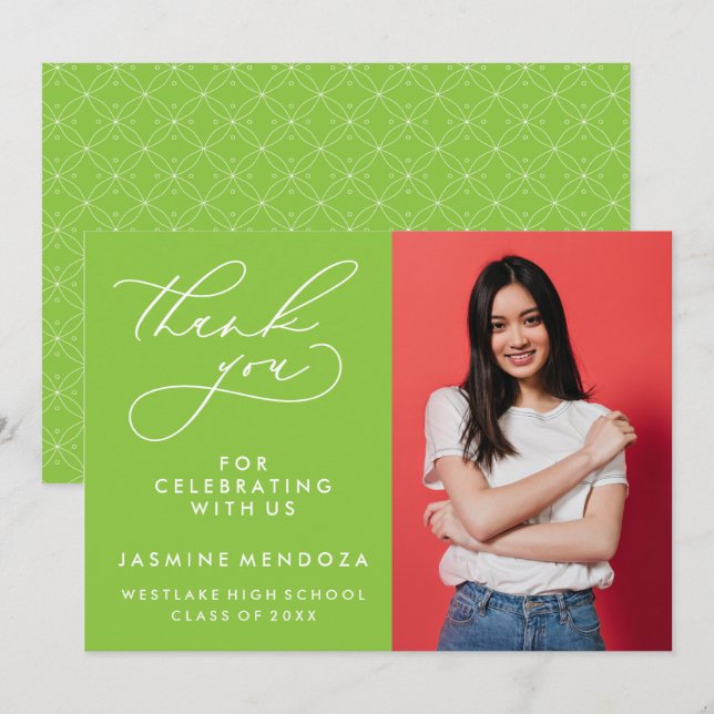 EINFACHER WHIMSICAL CALLIGRAPHY ABSCHLUSS DANKEN DANKESKARTE (Vorne/Hinten)