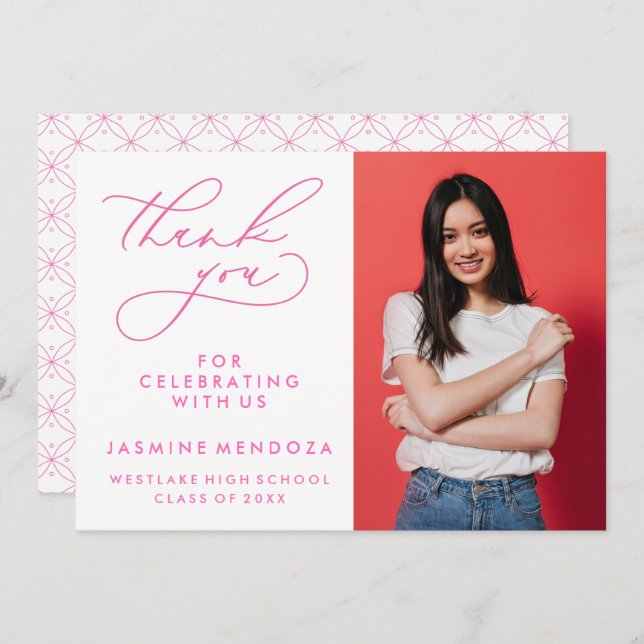 EINFACHER WHIMSICAL CALLIGRAPHY ABSCHLUSS DANKEN DANKESKARTE (Vorne/Hinten)