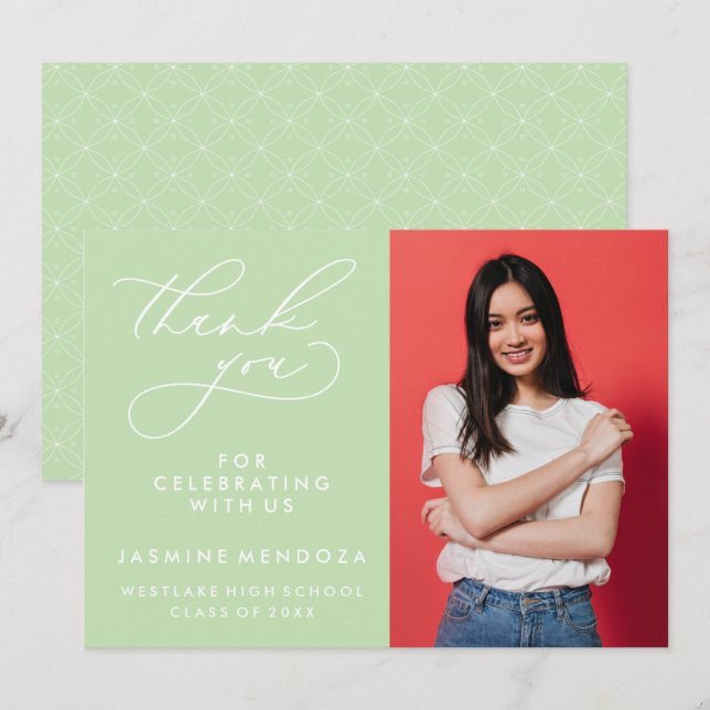 EINFACHER WHIMSICAL CALLIGRAPHY ABSCHLUSS DANKEN DANKESKARTE (Vorne/Hinten)