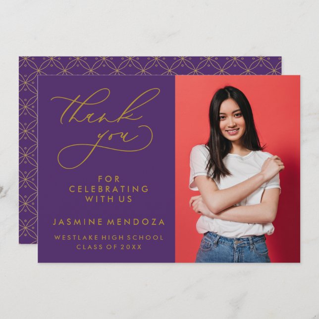 EINFACHER WHIMSICAL CALLIGRAPHY ABSCHLUSS DANKEN DANKESKARTE (Vorne/Hinten)