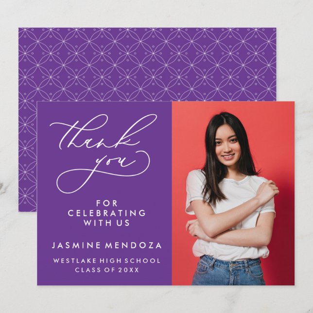 EINFACHER WHIMSICAL CALLIGRAPHY ABSCHLUSS DANKEN DANKESKARTE (Vorne/Hinten)