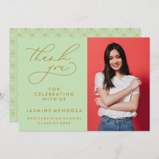 EINFACHER WHIMSICAL CALLIGRAPHY ABSCHLUSS DANKEN DANKESKARTE (Vorne/Hinten)