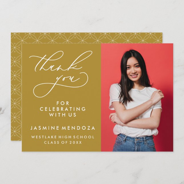 EINFACHER WHIMSICAL CALLIGRAPHY ABSCHLUSS DANKEN DANKESKARTE (Vorne/Hinten)