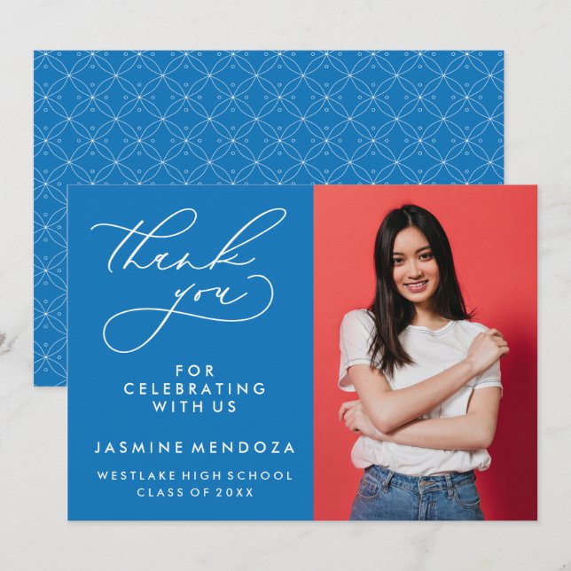 EINFACHER WHIMSICAL CALLIGRAPHY ABSCHLUSS DANKEN DANKESKARTE (Vorne/Hinten)