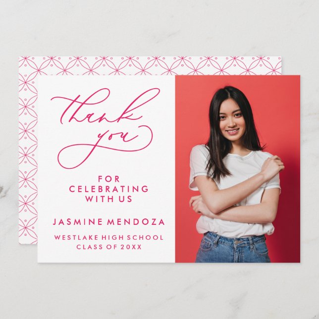 EINFACHER WHIMSICAL CALLIGRAPHY ABSCHLUSS DANKEN DANKESKARTE (Vorne/Hinten)