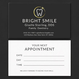 Einfacher Zahnarzt-Termin Schwarz Gold Dental-Term Visitenkarte