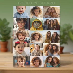 Einfaches 15-Foto-Collagenraster Postkarte