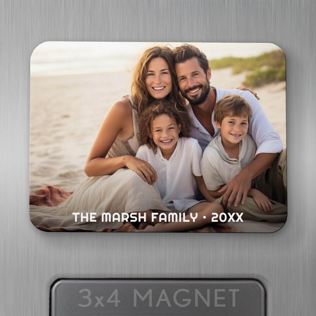 Einfaches 1-Foto-Vollformat - Chunky-Textüberlager Magnet (Personalized fridge magnet - add photos and custom text)